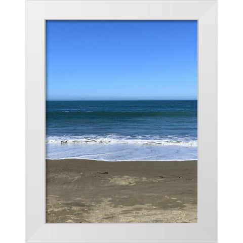 Blue Beach I White Modern Wood Framed Art Print by Grayscale