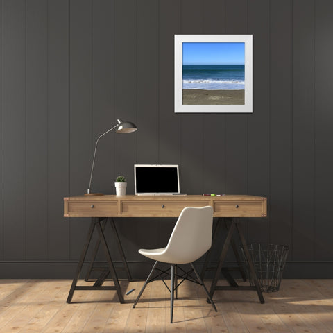 Blue Beach II White Modern Wood Framed Art Print by Grayscale