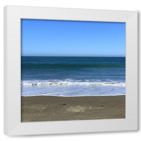 Blue Beach II White Modern Wood Framed Art Print by Grayscale