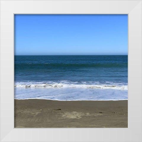 Blue Beach II White Modern Wood Framed Art Print by Grayscale