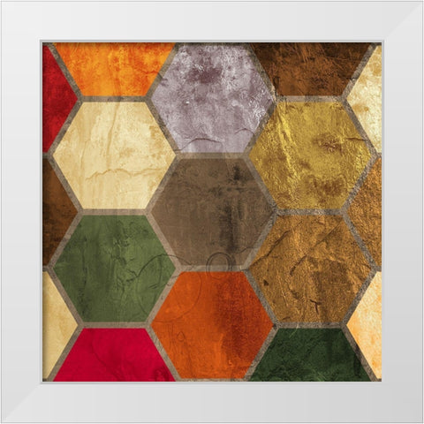 Hexagon Textures I White Modern Wood Framed Art Print by Grayscale