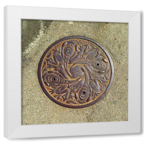 Frog Mandala White Modern Wood Framed Art Print by Grayscale