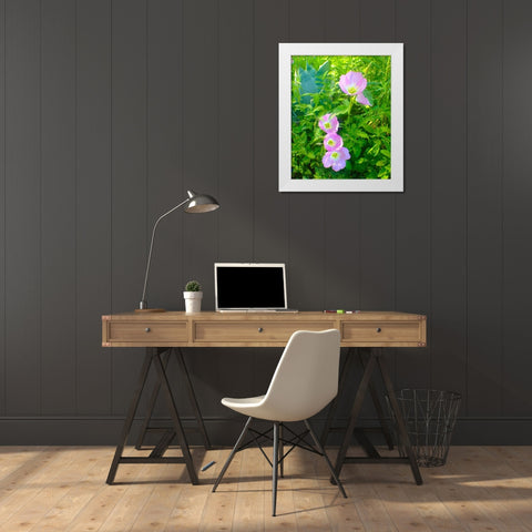 Geraniums I White Modern Wood Framed Art Print by Grayscale
