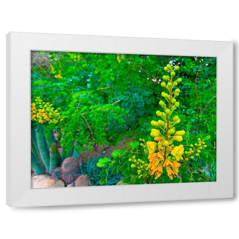 Yellow Blooms II White Modern Wood Framed Art Print by Grayscale