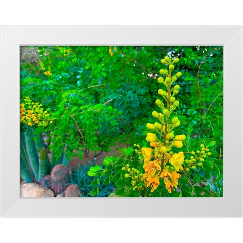 Yellow Blooms II White Modern Wood Framed Art Print by Grayscale