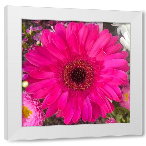 Flower Center III White Modern Wood Framed Art Print by Grayscale