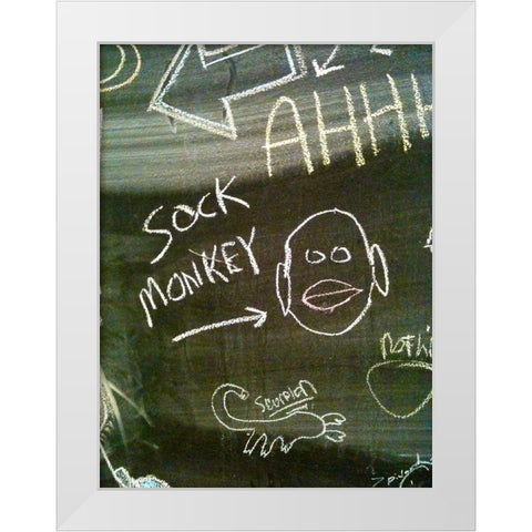 Sock Monkey White Modern Wood Framed Art Print by Grayscale