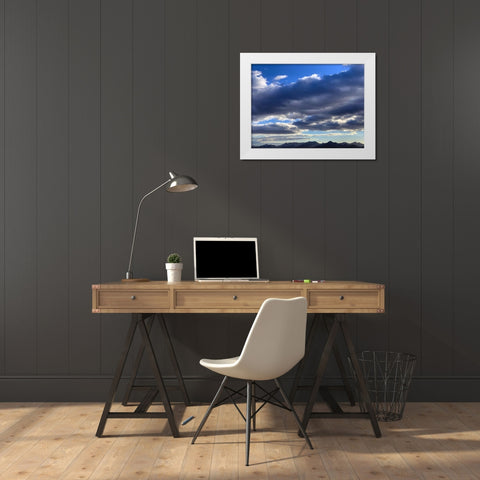 McDowell Mountains White Modern Wood Framed Art Print by Grayscale