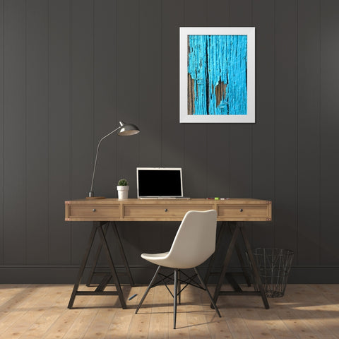 Turquoise Paint I White Modern Wood Framed Art Print by Grayscale