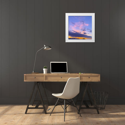 Sunset II White Modern Wood Framed Art Print by Grayscale