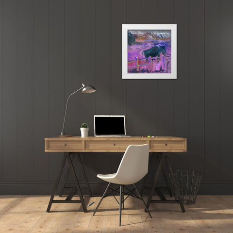 Buffalo II White Modern Wood Framed Art Print by Grayscale