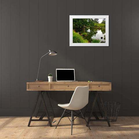 Pagoda Garden I White Modern Wood Framed Art Print by Grayscale
