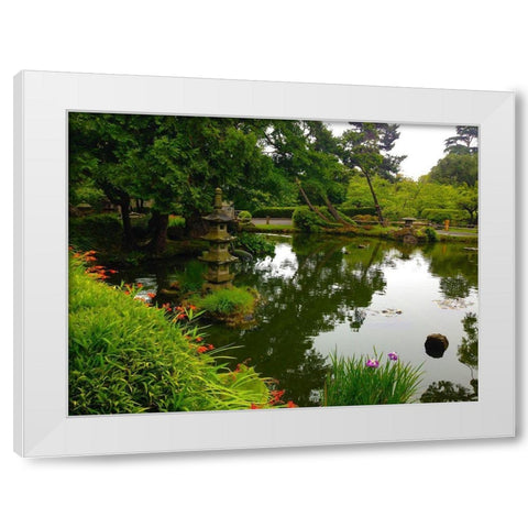 Pagoda Garden I White Modern Wood Framed Art Print by Grayscale
