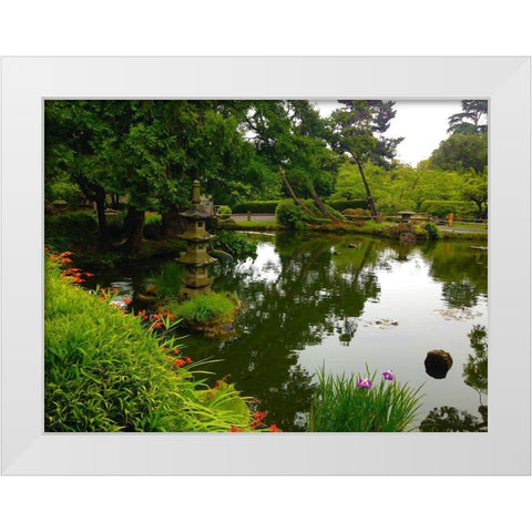 Pagoda Garden I White Modern Wood Framed Art Print by Grayscale