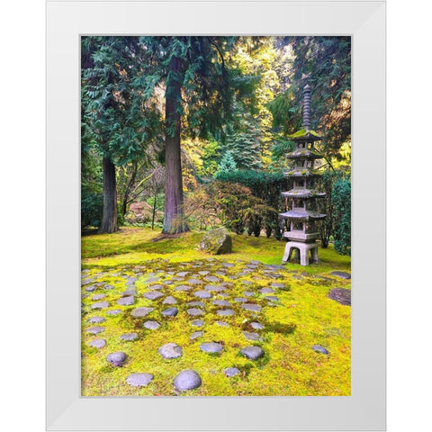 Pagoda Garden III White Modern Wood Framed Art Print by Grayscale