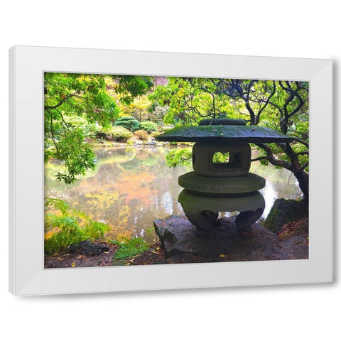 Pagoda Garden IV White Modern Wood Framed Art Print by Grayscale