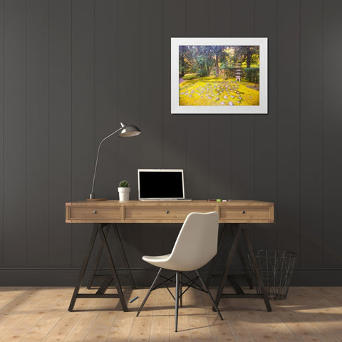 Pagoda Garden V White Modern Wood Framed Art Print by Grayscale