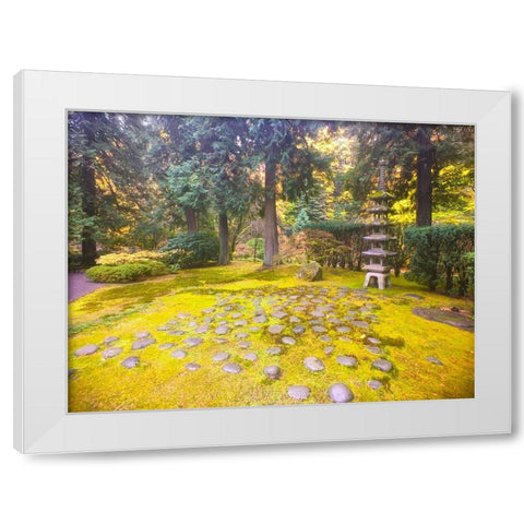 Pagoda Garden V White Modern Wood Framed Art Print by Grayscale