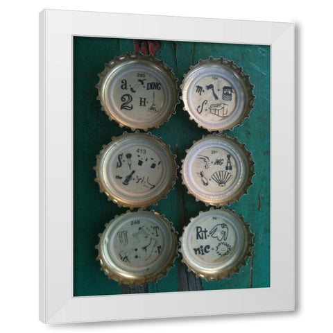 Bottle Caps I White Modern Wood Framed Art Print by Grayscale