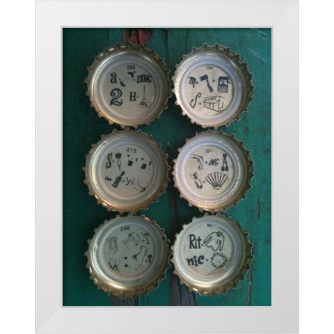 Bottle Caps I White Modern Wood Framed Art Print by Grayscale
