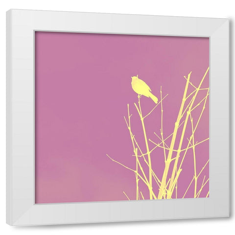 Bird Silhouette III White Modern Wood Framed Art Print by Popcorn