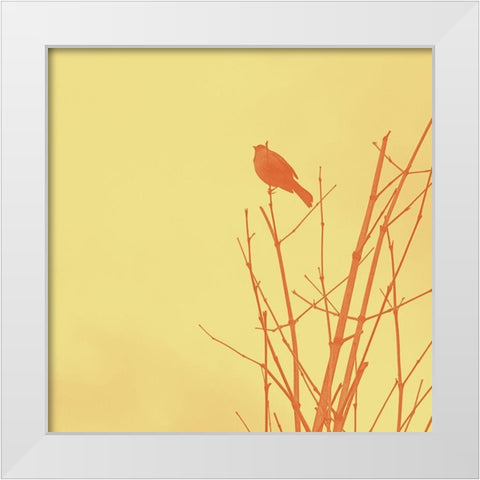 Bird Silhouette IV White Modern Wood Framed Art Print by Popcorn