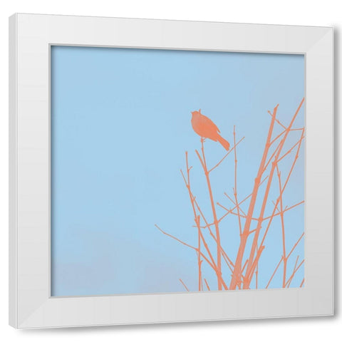 Bird Silhouette V White Modern Wood Framed Art Print by Popcorn