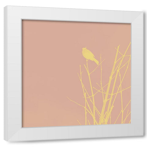 Bird Silhouette IX White Modern Wood Framed Art Print by Popcorn