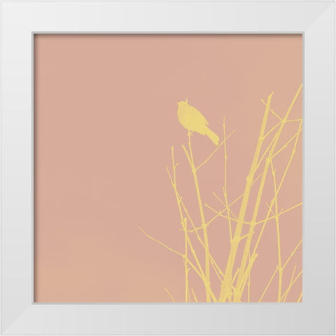 Bird Silhouette IX White Modern Wood Framed Art Print by Popcorn