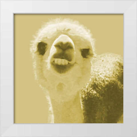 Alpaca Yellow White Modern Wood Framed Art Print by Popcorn
