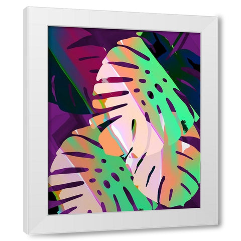 Monstera Stylized V White Modern Wood Framed Art Print by Tenoever, William