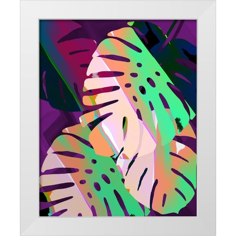 Monstera Stylized V White Modern Wood Framed Art Print by Tenoever, William