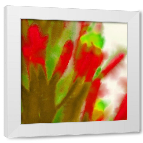 Flora in Red 3 White Modern Wood Framed Art Print by Tenoever, William