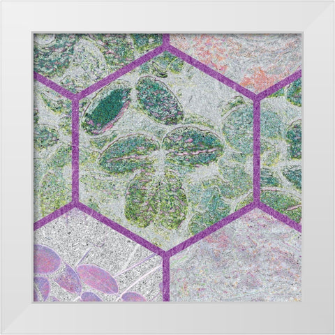 HexiFlora: Imprint 5 White Modern Wood Framed Art Print by Tenoever, William