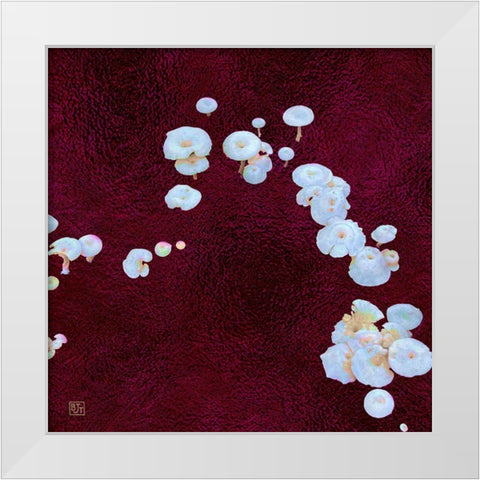 White Mushrooms Ver4 White Modern Wood Framed Art Print by Tenoever, William