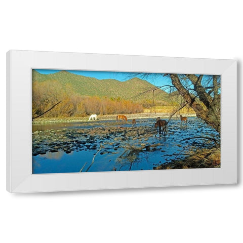 Wild Horses IV White Modern Wood Framed Art Print by Popcorn