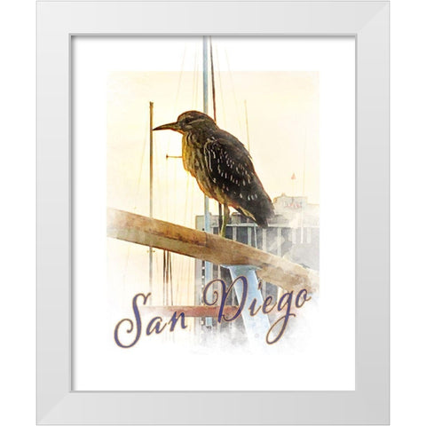 San Diego -Yellow Crowned Night Heron White Modern Wood Framed Art Print by Tenoever, William