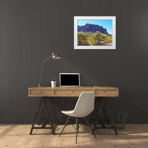 Superstition Mountain III White Modern Wood Framed Art Print by Popcorn