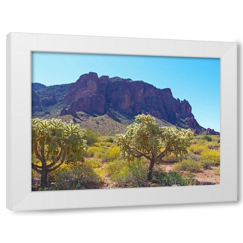 Superstition Mountain III White Modern Wood Framed Art Print by Popcorn