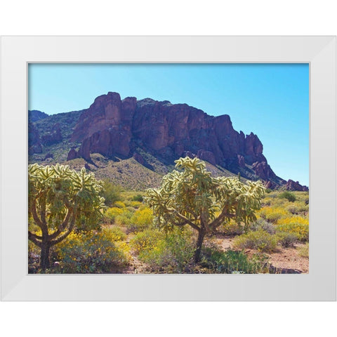 Superstition Mountain III White Modern Wood Framed Art Print by Popcorn