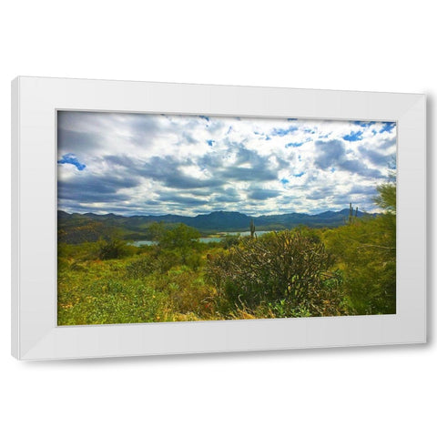 Bartlett Lake A White Modern Wood Framed Art Print by Popcorn