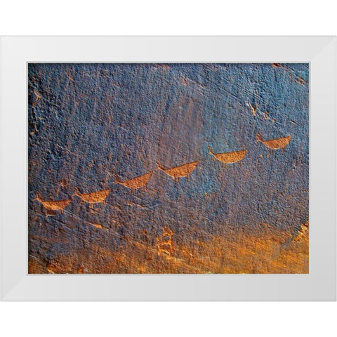 Petroglyphs I White Modern Wood Framed Art Print by Popcorn