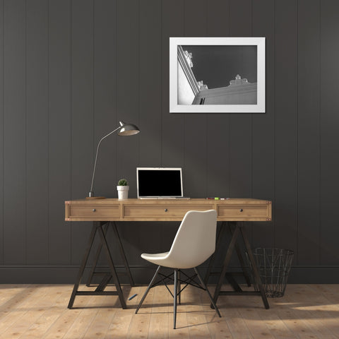 San Xavier Del Bac II BandW White Modern Wood Framed Art Print by Popcorn