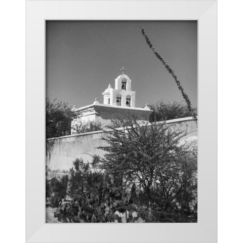 San Xavier Del Bac III BandW White Modern Wood Framed Art Print by Popcorn