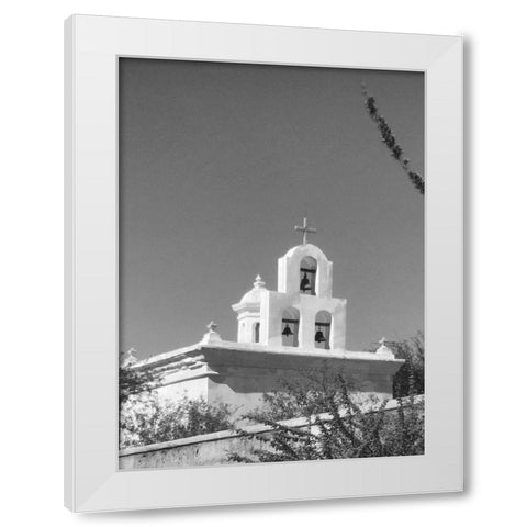 San Xavier Del Bac IV BandW White Modern Wood Framed Art Print by Popcorn