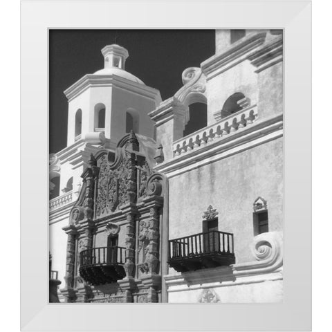 San Xavier Del Bac V BandW White Modern Wood Framed Art Print by Popcorn
