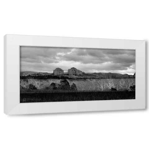 SedonaInWinter4b:BAndW White Modern Wood Framed Art Print by Tenoever, William