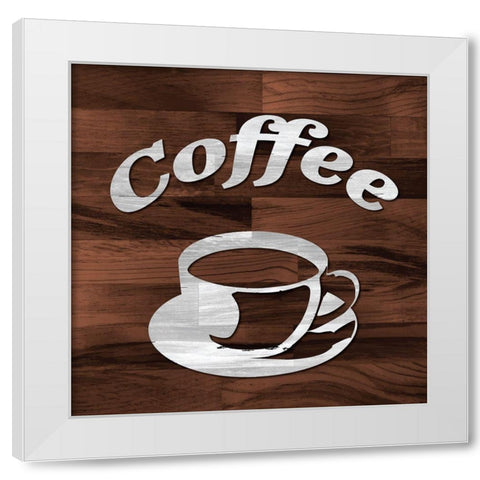 Coffee Woodblock White Modern Wood Framed Art Print by Tenoever, William