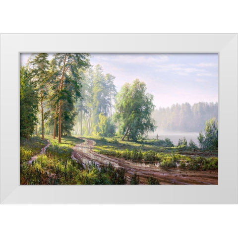 After the rain White Modern Wood Framed Art Print by Basov, Sergej