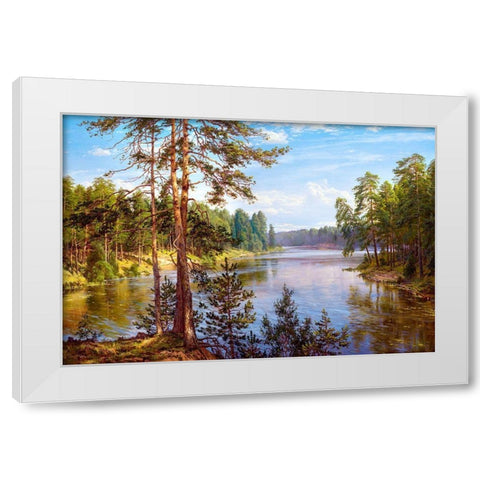 The Lake White Modern Wood Framed Art Print by Basov, Sergej